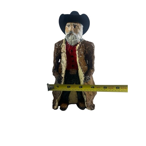 Folk Art Cowboy Frontiersman Paper Clay Sculpture Figurine Hand Painted 8.5” T - Picture 3 of 10